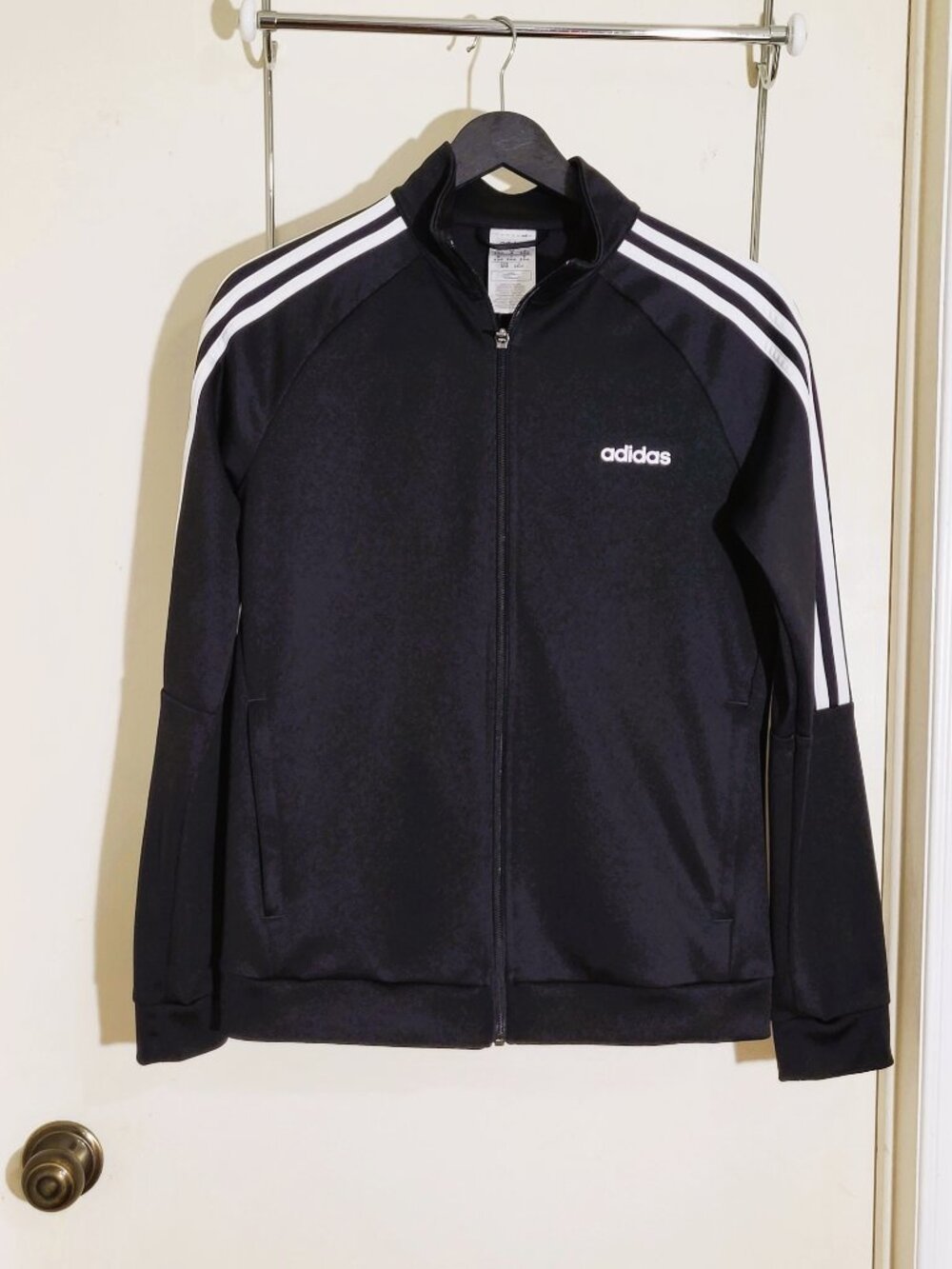 Adidas Black Athletic Track Jacket Zip Front Activewear Size Large - Picture 3 of 10